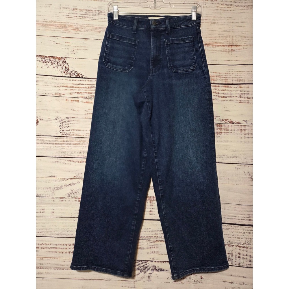 Madewell Curvy Emmett Wide Leg Jeans Dark Wash Patch Pocket 27P Petite